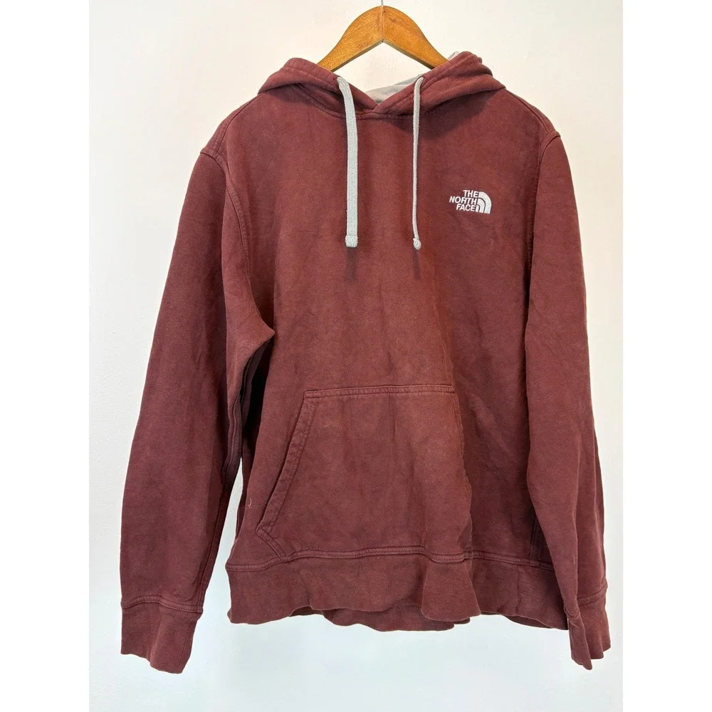 The North Face Hoodie Mens Large Maroon Pullover Fleece Logo Sweatshirt Gorpcore
